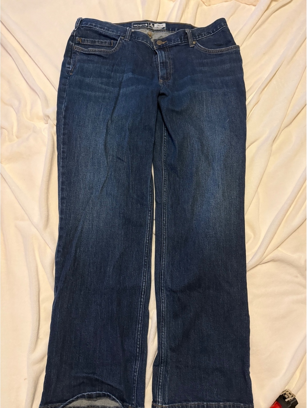 Carhartt Loose Fit Dark Blue Denim Jeans Size 18 Regular